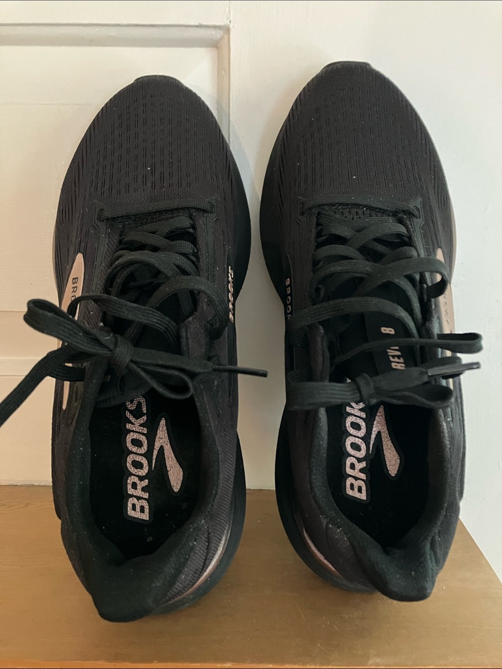 Brooks Women’s Black Running Sneakers with Subtle Rose Accents